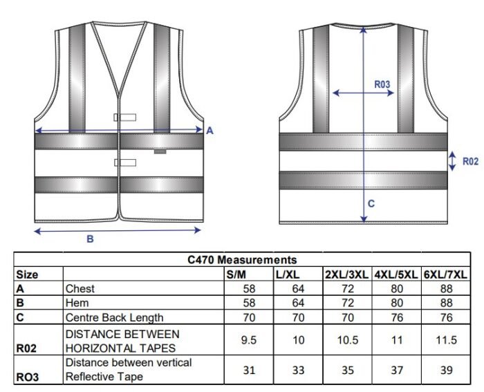 C470 Portwest – Γιλέκο Εργασίας Ανακλαστικό Δύο Οριζόντιες & Δύο Κάθετες Λωρίδες - Image 5