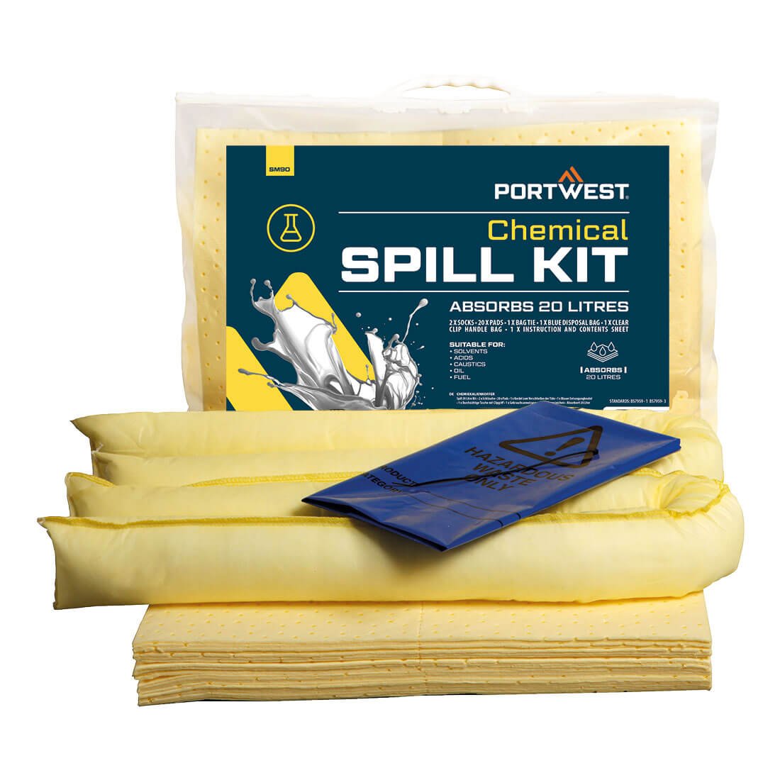 Χημικό Κιτ Διαρροών 20 λίτρων Portwest SM90 – Yellow, R